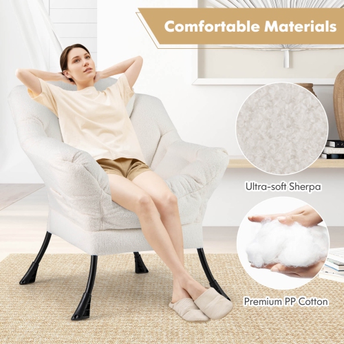 Costway Large Lazy Chair with Cozy Head Pillow Stylish Tufted Back & Seat Armrests