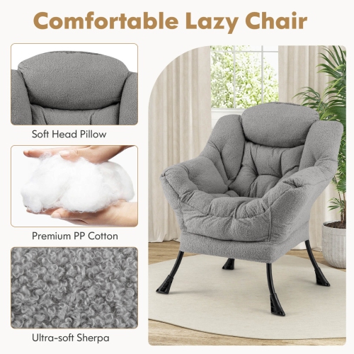 Fauteuil d'appoint de loisirs Lazy de Costway avec repose-pieds pliant et pochette de rangement