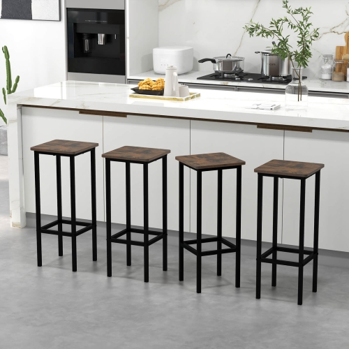 Costway 28" Bar Stools Set of 4 Backless Dining Stools with Footrest Sturdy Metal Frame