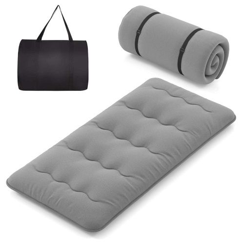 Costway Twin Futon Mattress Japanese Floor Sleeping Pad Washable Cover Carry Bag Grey