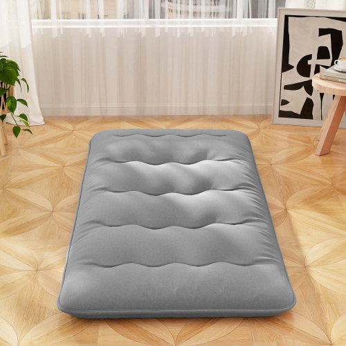 Costway Twin Futon Mattress Japanese Floor Sleeping Pad Washable Cover Carry Bag Grey