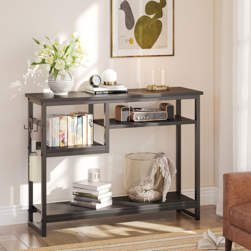 Bestier 39.4" Console Table for Entryway with 4 Tier Storage Shelves