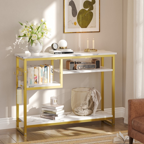 Bestier 39.4" Console Table for Entryway with 4 Tier Storage Shelves