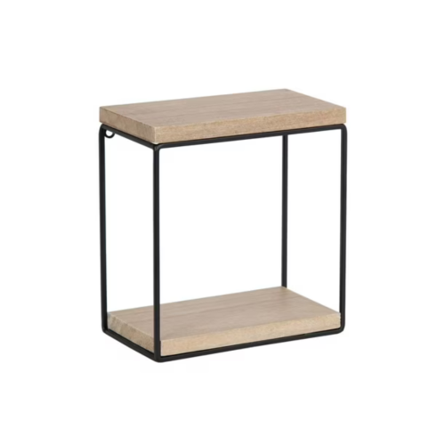 hometrends Boxton Wood and Metal Floating Wall Shelf Set, Set of 2