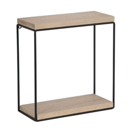 hometrends Boxton Wood and Metal Floating Wall Shelf Set, Set of 2