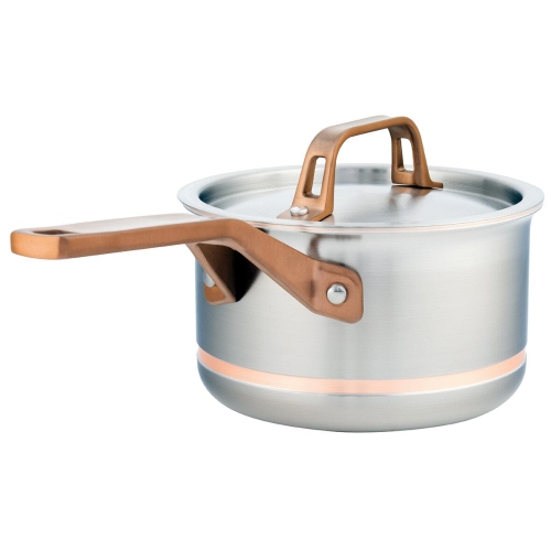1.6L Meyer CopperClad 5-Ply Copper Core Stainless Steel Saucepan with lid, Made in Canada