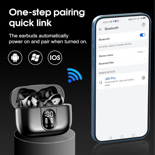 Wireless Earbuds, 2024 Bluetooth 5.3 Headphones HiFi Stereo Ear Bud, 40Hrs Playtime Bluetooth Earbuds with 4 ENC Noise Cancelling Mics, IP7