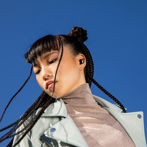 Remis à neuf - Écouteurs boutons Bluetooth à suppression du bruit sans fil autonomes Studio Buds de Beats - Noir