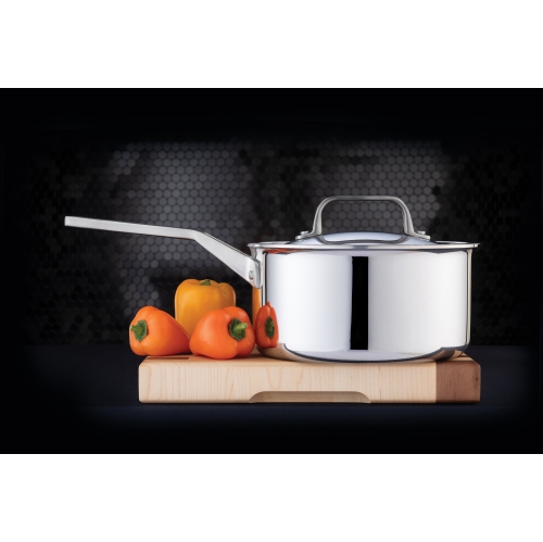 2L Meyer ProClad 5-Ply Aluminum Core Stainless Steel Saucepan with Cover, Made in Canada