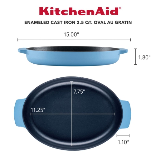 Plat à rôtir en fonte émaillée de 2,5 pte au gratin de KitchenAid - velours bleu