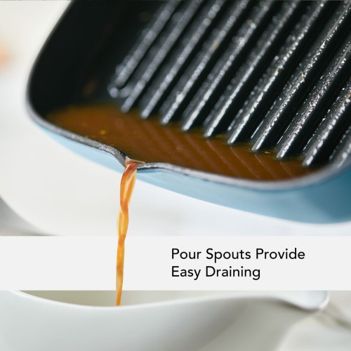 Poêle à griller en fonte émaillée de 11 po de KitchenAid - velours bleu