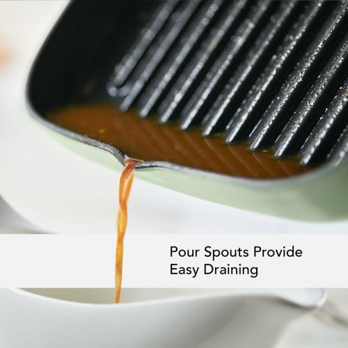 KitchenAid 11-Inch Enameled Cast Iron Grill Pan - Pistachio