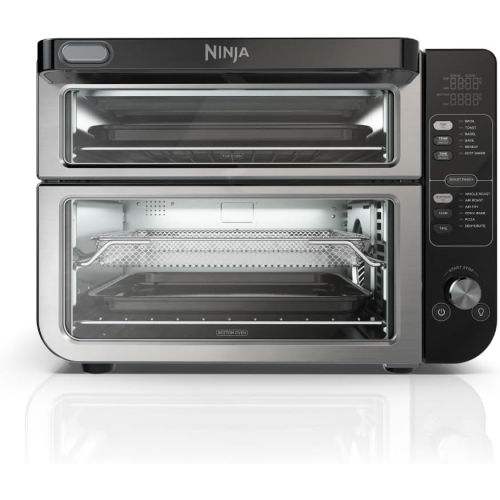 Ninja DCT401 12-in-1 Double Oven with FlexDoor, FlavorSeal & Smart Finish, Rapid Top Convection and Air Fry Bottom, Bake, Roast, Toast, Air Fry, Pizz