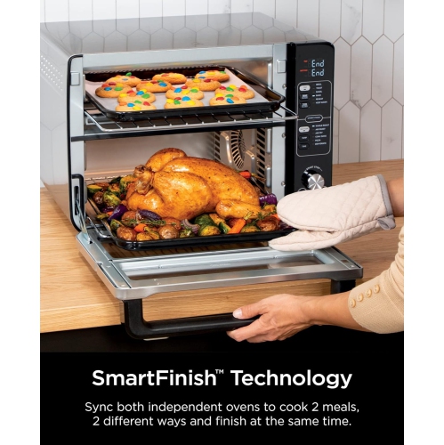 Ninja DCT401 12-in-1 Double Oven with FlexDoor, FlavorSeal & Smart Finish, Rapid Top Convection and Air Fry Bottom, Bake, Roast, Toast, Air Fry,