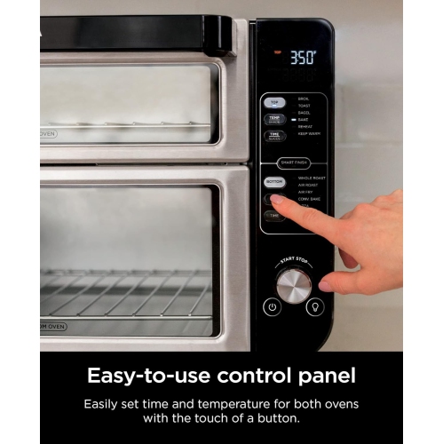 Ninja DCT401 12-in-1 Double Oven with FlexDoor, FlavorSeal & Smart Finish, Rapid Top Convection and Air Fry Bottom, Bake, Roast, Toast, Air Fry,