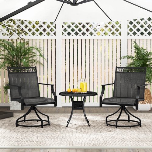Costway Patio Swivel Dining Chairs Set of 2 with Quick-Drying Fabric and Metal Frame
