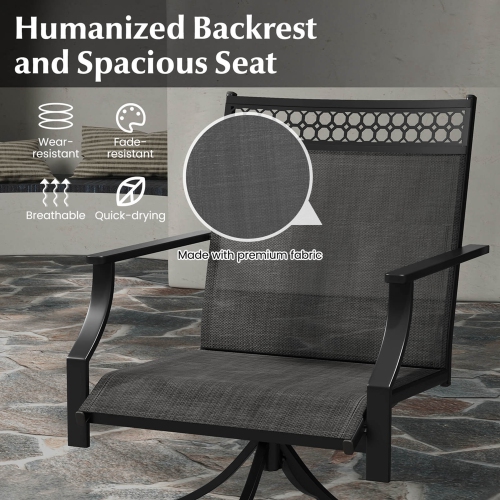 Costway Patio Swivel Dining Chairs Set of 2 with Quick-Drying Fabric and Metal Frame