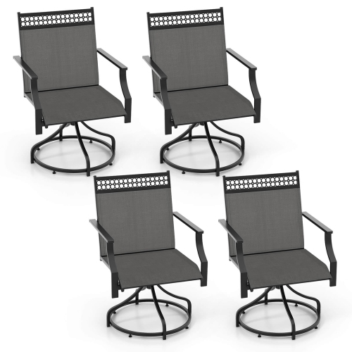 Costway Patio Swivel Dining Chairs Set of 4 with Quick-Drying Fabric and Metal Frame