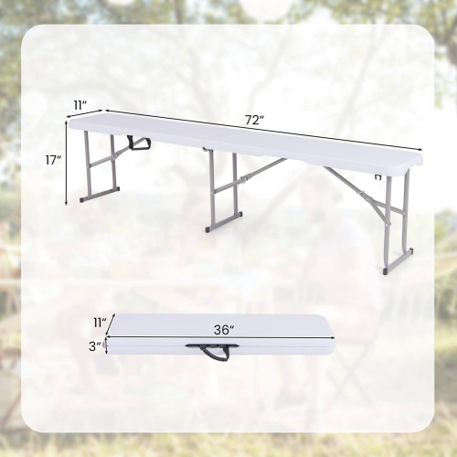 Banc pliable portatif 2 pièces de Costway avec poignées pratiques, pieds antidérapants, pieds robustes en métal