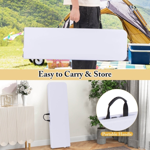 Banc pliable portatif 2 pièces de Costway avec poignées pratiques, pieds antidérapants, pieds robustes en métal