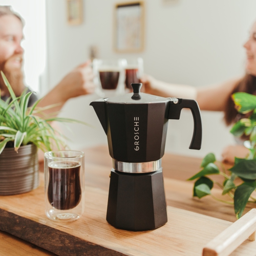 GROSCHE MILANO Stovetop Espresso Maker 12 Espresso Cups Moka Pot | Home Espresso Coffee Maker - Black