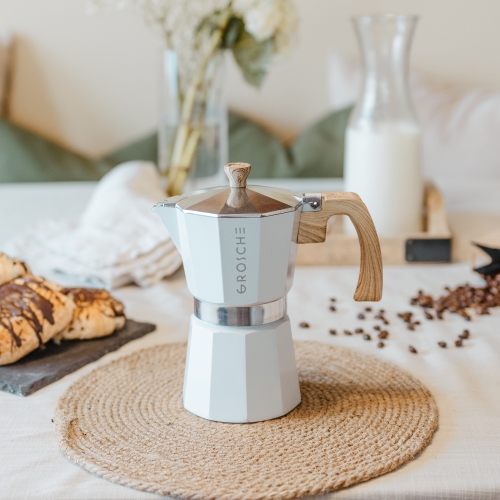 GROSCHE MILANO Stovetop Espresso Maker 6 Espresso Cups Moka Pot | Home Espresso Coffee Maker - White