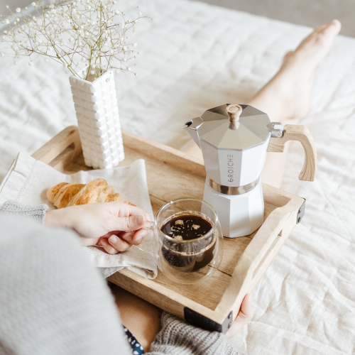 GROSCHE MILANO Stovetop Espresso Maker 6 Espresso Cups Moka Pot | Home Espresso Coffee Maker - White