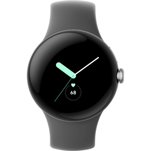 Remis à neuf - montre Pixel Watch de Google (GPS) avec boîtier en acier inoxydable argent poli et bracelet sport anthracite de 40&nbsp;mm