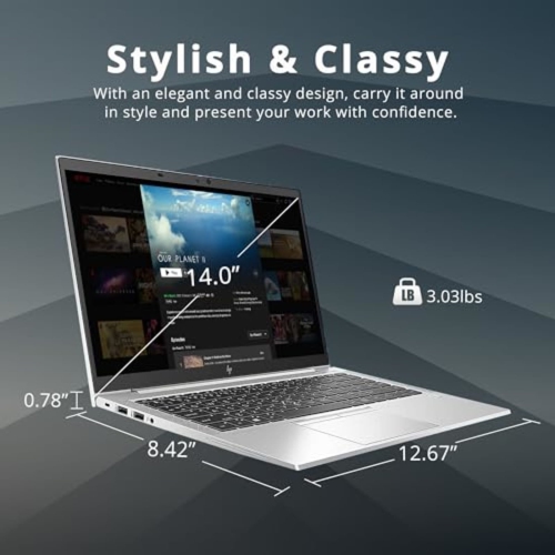 HP EliteBook 845 G8 Laptop | 14" 1920x1080 FHD | Ryzen 5 Pro - 5650U - 256GB SSD Hard Drive - 8GB RAM | 6 cores @ 4.2 GHz Win 11 Pro Silver by HP - Refurbished condition - Image 4