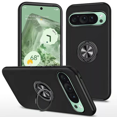 [CS] Hybrid Magnetic Kickstand Invisible Ring Case Cover for Google Pixel 9 Pro XL, Black