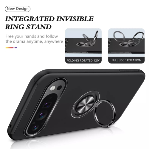 [CS] Hybrid Magnetic Kickstand Invisible Ring Case Cover for Google Pixel 9 Pro XL, Rose Gold