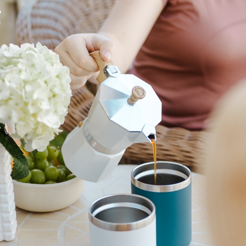 GROSCHE MILANO Stovetop Espresso Maker 9 Espresso Cups Moka Pot | Home Espresso Coffee Maker - White