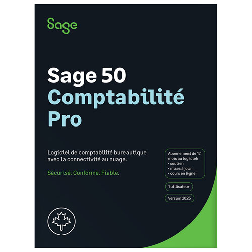 Sage 50 Comptabilité Pro 2025 - Abonnement d'un an – 1 utilisateur - Bilingue