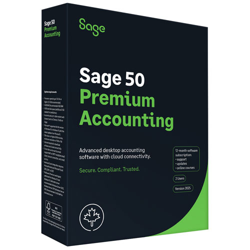 Sage 50 Premium Accounting 2025 - 2 utilisateurs - 1 an - Bilingue