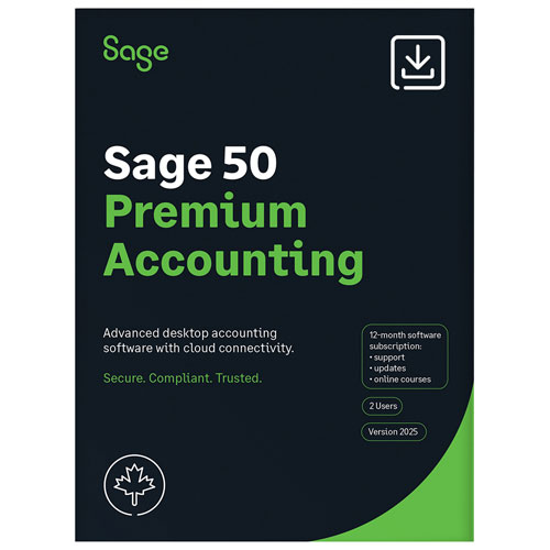 Sage 50 Premium Accounting 2025 - 2 utilisateurs - 1 an - Bilingue - Téléchargement numérique