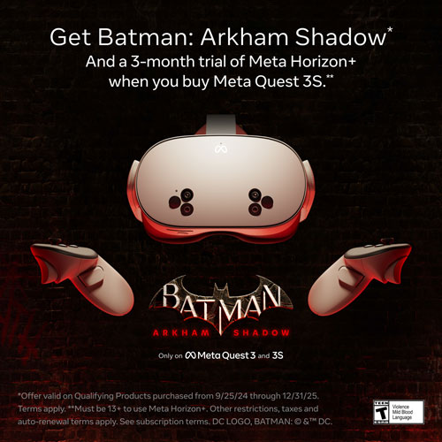 Meta Quest 3S 256GB VR Headset with Batman: Arkham Shadow - 3-Month Trial of Meta Horizon+