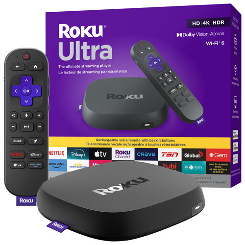 Lecteur multimédia HDR 4K Ultra 2024 de Roku avec télécommande vocale Pro