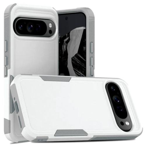 [CS] Dual Layers Heavy Duty Rubber Armor Bumper Hard Case Cover for Google Pixel 9 Pro XL, White