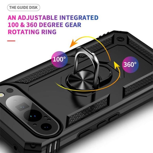 [CS] Anti-Drop Hybrid Magnetic Hard Armor Case with Ring Holder for Google Pixel 9 / 9 Pro, Rose Gold