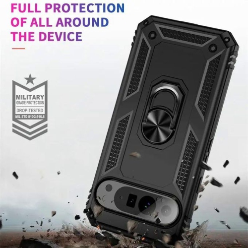 [CS] Anti-Drop Hybrid Magnetic Hard Armor Case with Ring Holder for Google Pixel 9 Pro XL, Midnight Green