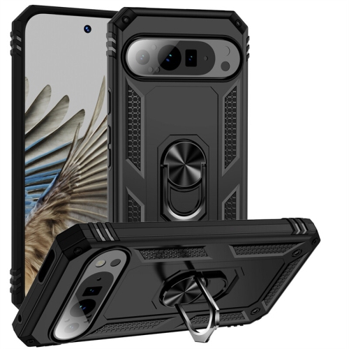 [CS] Anti-Drop Hybrid Magnetic Hard Armor Case with Ring Holder for Google Pixel 9 Pro XL, Black