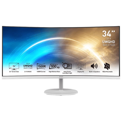 MSI Pro MP341CQW 34" UWQHD 3440x1440 Built-in Speakers Curved monitor