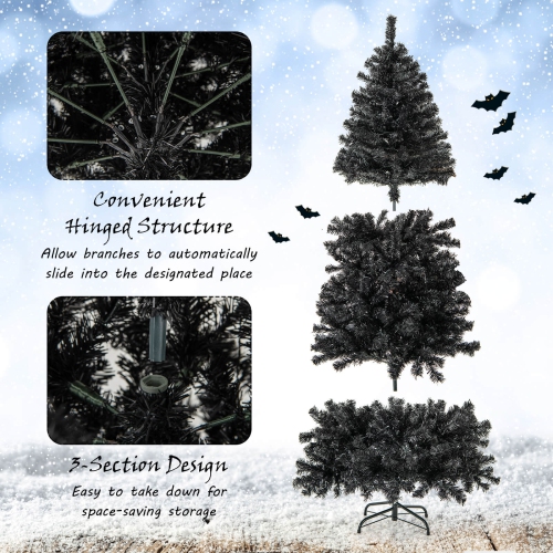 Costway 7 FT Artificial Halloween Tree with Bendable Top Section 1050 Branch Tips 340 Lights