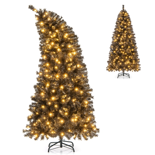 COSTWAY  6 Ft Artificial Halloween Tree With Bendable Top Section 726 Branch Tips 260 Lights