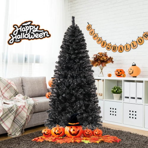 Costway 6 FT Artificial Halloween Tree with Bendable Top Section 726 Branch Tips 260 Lights