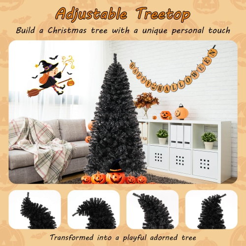 Costway 6 FT Artificial Halloween Tree with Bendable Top Section 726 Branch Tips 260 Lights