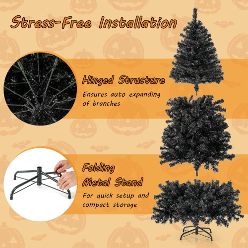 Costway 6 FT Artificial Halloween Tree with Bendable Top Section 726 Branch Tips 260 Lights