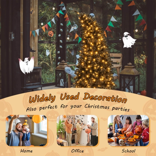 Costway 6 FT Artificial Halloween Tree with Bendable Top Section 726 Branch Tips 260 Lights