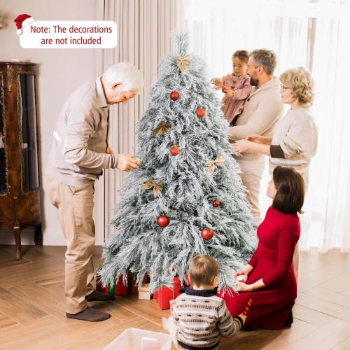 Sapin de Noël artificiel illuminé de 6 pi de Costway avec aiguilles en PVC et pin de 519 mm et pointes en polyéthylène