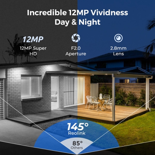 Reolink RLK8-1200V4 - Système de sécurité PoE IK10 UHD de 12&nbsp;Mpx avec projecteur de vision nocturne en couleur et grand angle de visionnement de